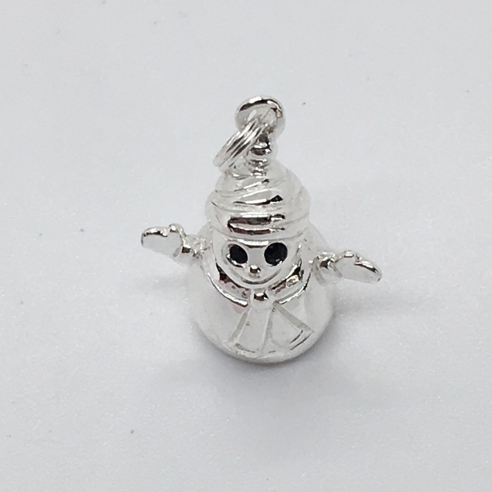Silver Snowman Brooch Pin - Shiny Silver Holiday Accent